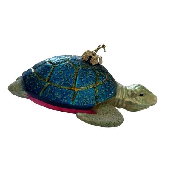 Glass Sea Turtle Ornament Blue Green Pink Sea Turtle Ornament Sea Life Ocean - Picture 1 of 8